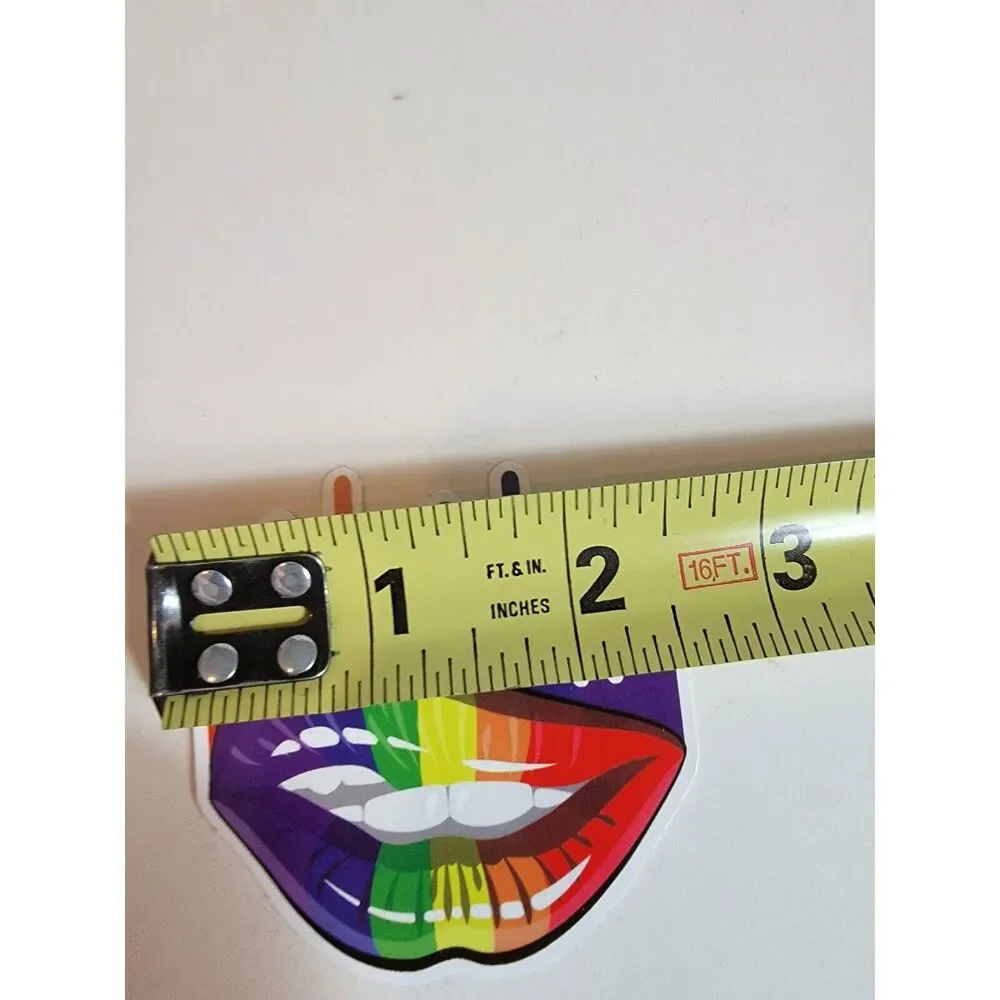 LGBTQ Pride Rainbow Sticker Decal Multi Color Lips Mouth‎